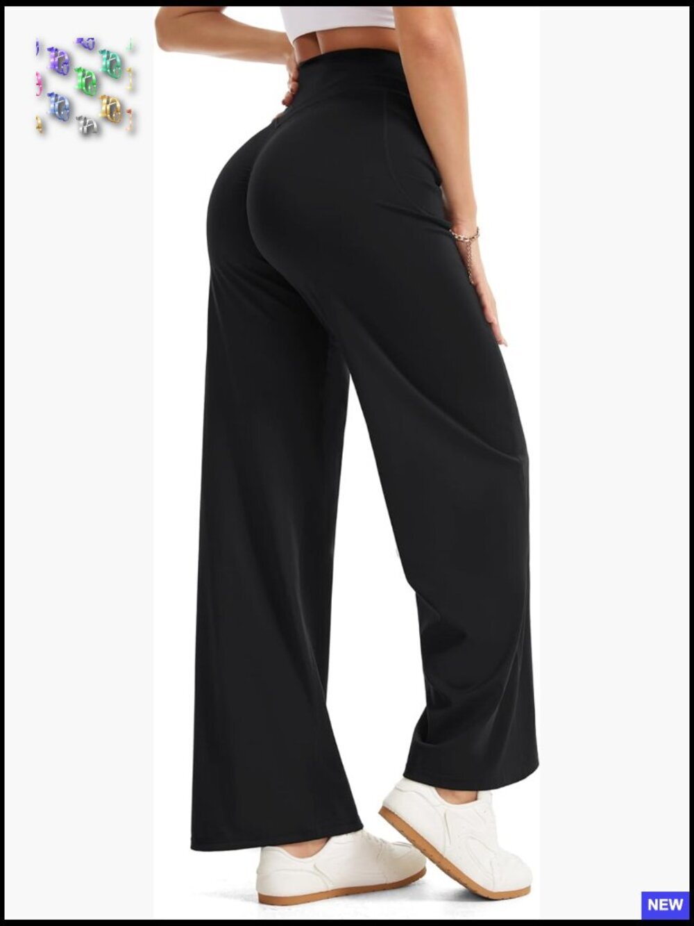 High Waist Scrunch Booty Wide Leg Yoga Pants with Pockets No Front Seam
